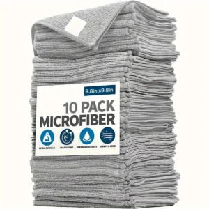 5/10/20pcs Kitchen Towel, Ultra-fine Fiber Light Gray Cleaning Cloth Set, Absorbent, Soft And Stain-removing Clothمجموعة من 5/10/20 قطعة من مناشف المطبخ، مصنوعة من ألياف دقيقة للغاية، لون رمادي فاتح، ماصة وناعمة، ومزيلة للبقع