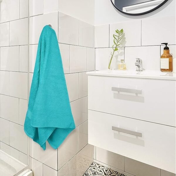 turquoise towel in WC مناشف قطن فاخرة وصحية عدد 2 منشفة حجم كبير وزن الحبة 600 جرام